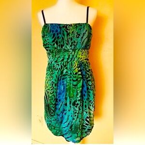 Sexy Green and Blue animal print dress